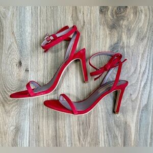 Deltan Red Suede Ankle Strap Heels Size 8.5 LNC